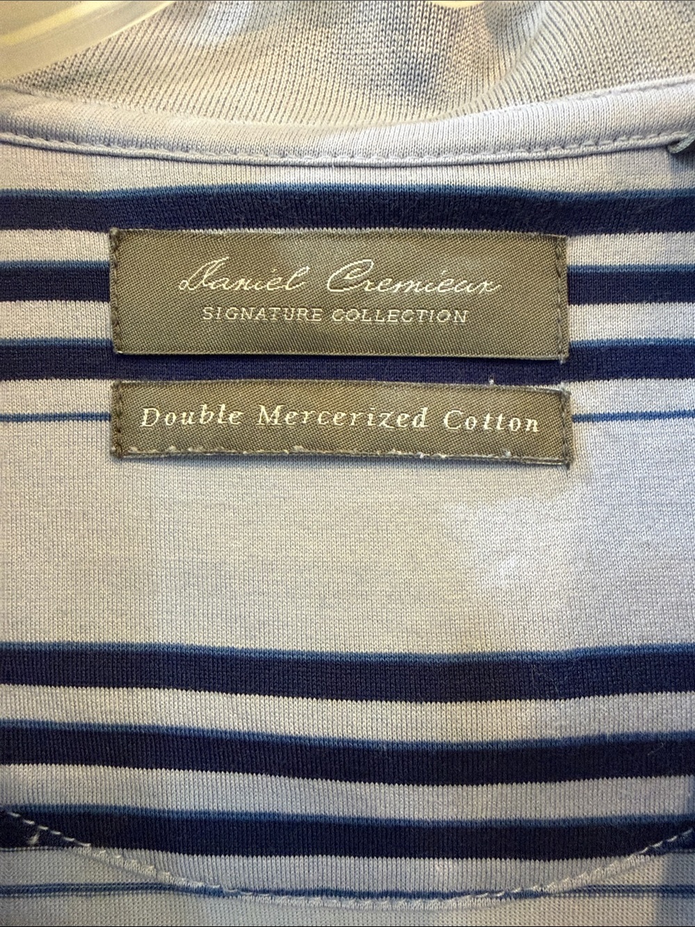 Daniel Cremieux Light Blue Polo with Navy Stripes - Picture 2 of 6